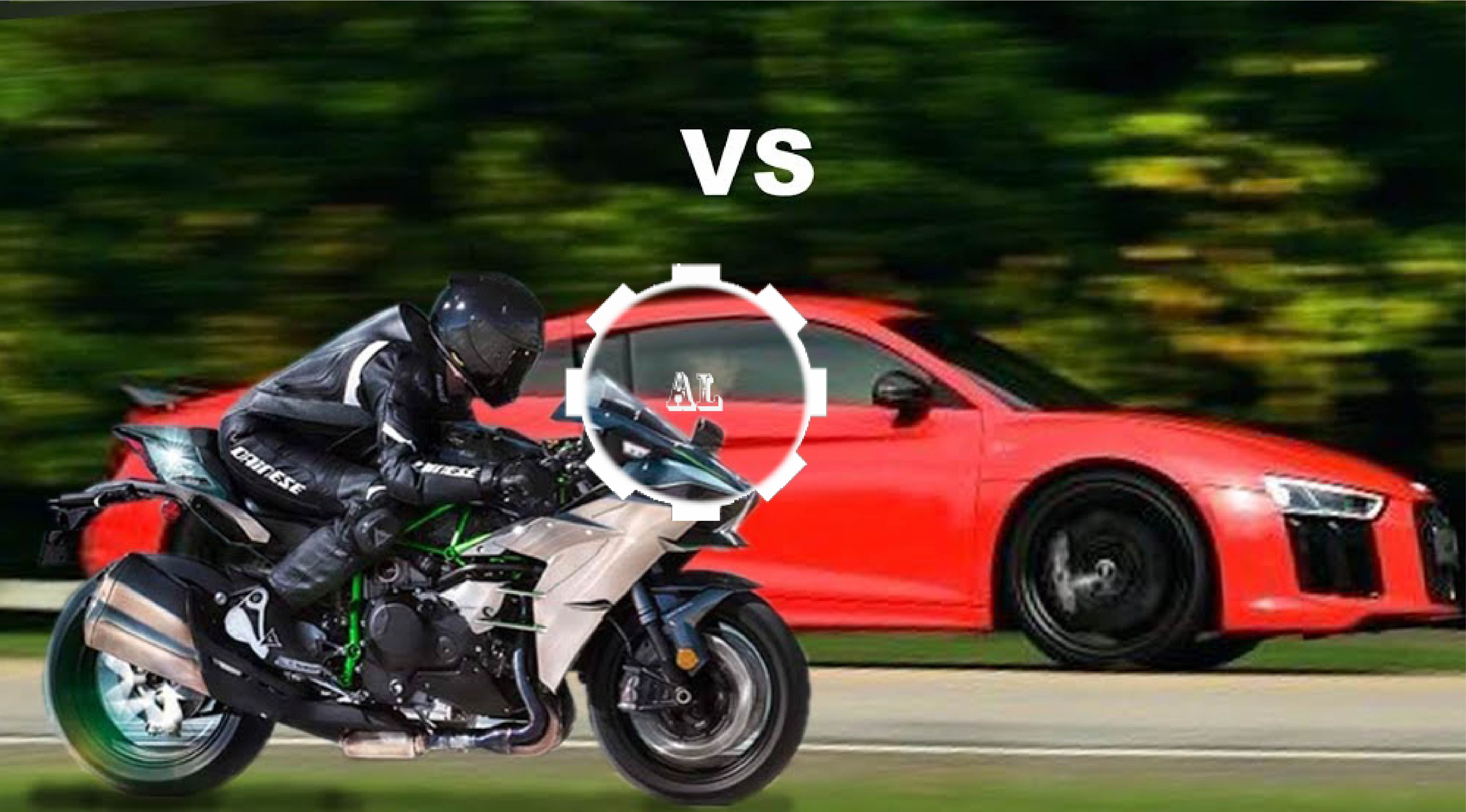 Kawasaki H2R vs Audi R8 V10 Plus Drag race - Audi Lovers